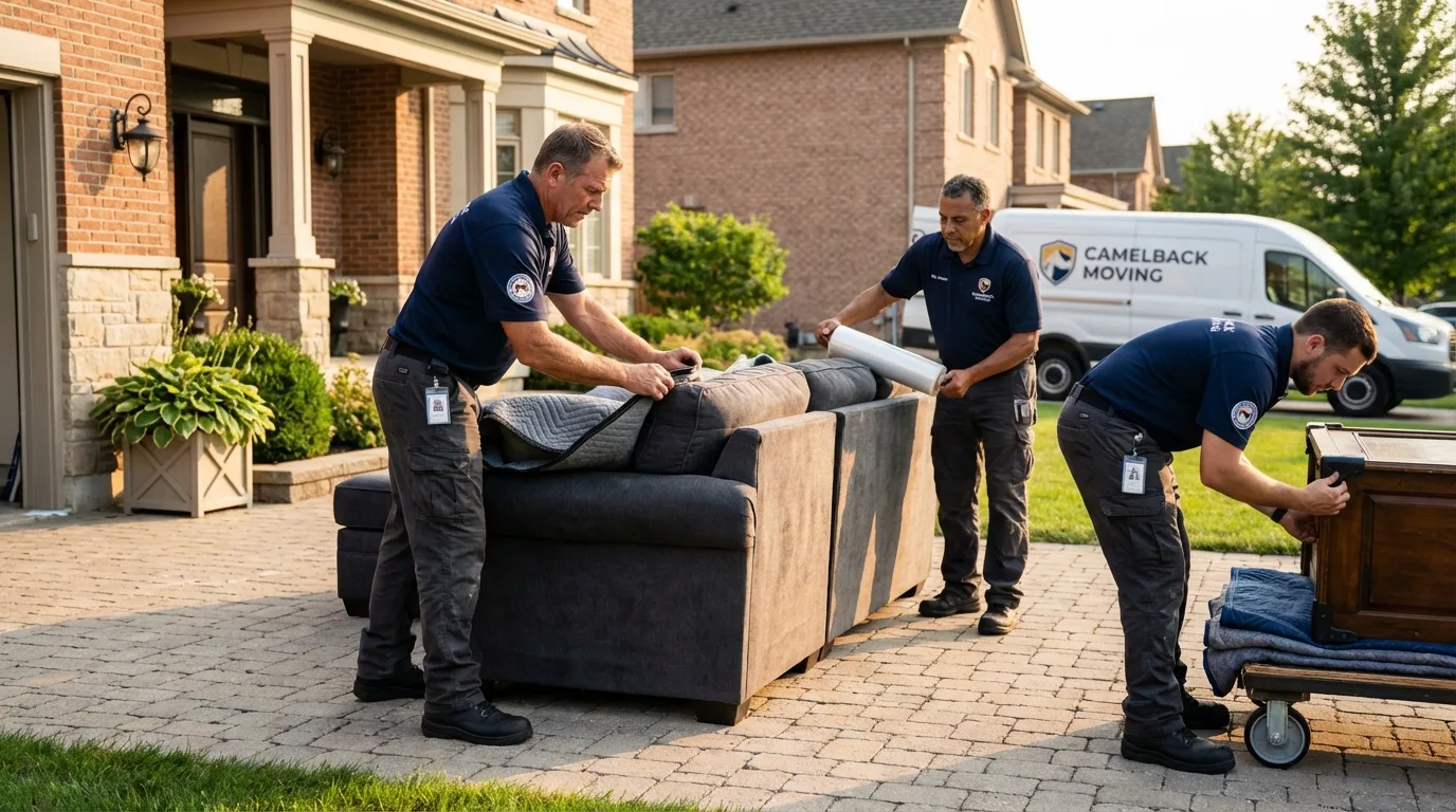 Large estate moving crew wrapping furniture in Junction City, KY